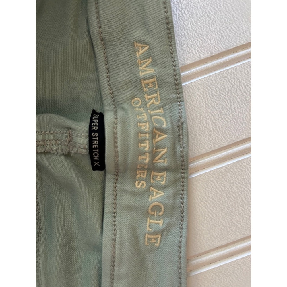 American Eagle Kick Crop Jeans Sage Green Size 10 Regular Stretch Denim Pants - Picture 4 of 7